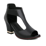Fish Mouth High Heel Shoes Women's Summer Thick Heel Sandals Waterproof Platform Thick Sole Sexy Slim Back Zipper Hollow
