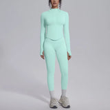 Women's Seamless Yoga Sets Sports Fitness Zipper Long-Sleeve Jacket Slim-fit Hip Lift Pants Suits Workout Training Gym Sets