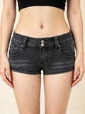 Fashion Women's Mini Denim Shorts with Pockets Skinny Low Rise Jean Shorts for Daily Club Y2K Sexy Hot Short Pants Summer