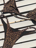 High Cut Micro Bikini Women Brown Leopard Bandage Push Up Bra Swimsuit Sexy Bathing Suit Padded Thong Swimwear Biquini 2026