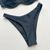 2026 New Women's Underwire Bikini Set Solid Color Strappy Swimsuit Rivet Decor Micro Bikini Sexy Backless Bathing Suit Beachwear