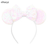 2025 Chic Disney Embroidery Sequin Minnie Ears Headband DOT Bow Hairband Girls Women Party Head Wear Kids DIY Hair Accessories