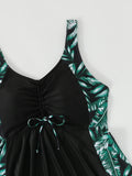 Strappy Printed Tankini 2026 Large Plus Size Swimsuit Women Beach Dress Swimwear Female Bathers Bathing Swimming Swim Suit 4XL