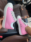 2025 Big Size 44 Women's Platform Skate Shoes Fashion Summer Black Pink Red Lace-up Men Sporty Vulcanize Casual Flat Shoes