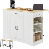 ONBRILL Stationary Kitchen Island With Storage And Two Chairs