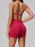 2 Pieces Seamless Yoga Sets Women Solid Color Sports Bra Tight Fitting Peach Buttocks Shorts Fitness Suit Gym Running Tracksuit