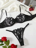 Fairy Lingerie Floral Valentine Charming Brief Panty Underwear Sexy Nighty Underwear Women See Through Bra Brief Set