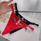 Sexy Girls Thong Women Panties Hot Metal Letter Chain G String Briefs Erotic Underwear Low Waist Female Intimates