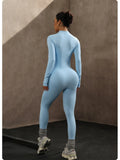 High Elasticity One-Piece Fitness Bodysuit Seamless Yoga Training Suit Butt-Lifting Zipper Design for Women's Active Wear