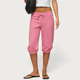 Low Rise Drawstring Yoga Wide Leg Pajama Pants Women Summer Capri Pants Casual Workout Sweatpants Knee Length Lounge Pants