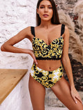 Bikini 2026 Sexy Lace Straps High Waist Swimwear Swimsuit Women Push Up Print Bikini Set Bathing Suit Beach Bikini Taille Haute