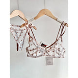 French Style Lace Underwear Set | Sexy Dotted Mesh Bra & Thong for Large Bust, Ultra Thin Slimming Anti Sag Lingerie MOYISU S-XL