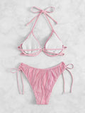 2026 Halter String Bikini Solid Push Up Swimsuit Women Sexy Swimwear Female Bathers Bathing Swimming Swim Suit Beachwear