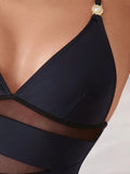 2026 Mesh Swimsuit One Piece Sexy Vintage Swimwear Women Black Bathers Bathing Swimming Swim Suit Padded Beachwear Summer