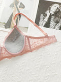 Pink lace gathered lifting sexy bra for all seasons daily women's underwear simple French style B6048