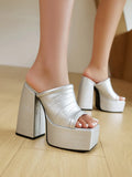 Sexy High Heels Women Slippers Platform 2026 Summer Slides Mules Shoes Leather Black White Red Sandals Large Size Brand