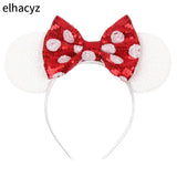 2025 Chic Disney Embroidery Sequin Minnie Ears Headband DOT Bow Hairband Girls Women Party Head Wear Kids DIY Hair Accessories