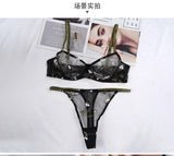 Elegant French Lingerie Set Sexy Embroidery Ultra Thin Bra Thong, Large Bust Minimizer Plus Size Anti Sagging Comfort MOYISU Bra
