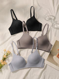 3 pieces of multi-color women's underwire bra comfortable daily underwear solid color women's Lingerie push up bra B6055
