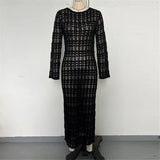 2025 Hollow Out Long Sleeve Backless Knitted Tunic Beach Cover Up Cover-ups Beach Dress Beach Wear Beachwear Female Women K6597
