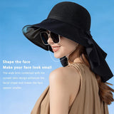 Women's Sun Hat with Neck Flap Solid Stylish Foldable Wide Brim Beach Hat for Outdoor Hiking