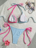 XS - L Splicing Halter 3D Flower Bikini Female Swimsuit Women Swimwear Two-pieces Bikini Set High Cut Bather Bathing Suit Swim
