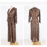 New Sexy Leopard Printed Beach Cover Up Chiffon Cover-ups Swimwear Beach Wear Summer Beachwear Female Women Long Dress V3219