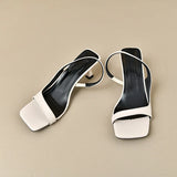 2026 New Women's Summer New Fashion Square Toe Simple Solid Color Sandals Outdoor Open Toe Casual Banquet Party Women's Sandals