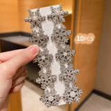 10-Pack Silver 3D Snowflake Hairpins for Women Elegant Winter Christmas Party Daily Outings Half-Updos Updos Styling Accessories