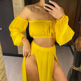 2026 Leopard Off Shoulder Long Sleeve 2 Pieces Set Beach Cover Up Cover-ups Beach Dress Beach Wear Beachwear Female Women V3728
