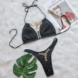 Bikini 2026 Sexy Bohemia Crystal Diamond Rhinestone Hollow Swimwear Swimsuit Women Solid Bikinis Set Bathing Suit Bikini Luxe