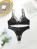 New Design High-Quality Lingerie Set With Sexy butterfly Line Mesh Plicing Women's Underwear Push Up Bra 2 Pieces YS2417