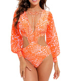 TW Sexy High Waist One Piece Swimsuit Women V Neck 2024 Long Sleeve Bathing Suit Brazilian Swimwear Monokini Summer Beachwear