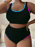 Large Size 3XL Women's Patchwork Swimsuit Sexy Backless High Waist Swimwear Textured Bikini Set Female Beachwear Holiday Biquini