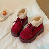 2026 New Winter Chunky Platform Women Fur Snow Boots Keep Warm Thick Sole Warm Cotton Short Booties Shoes Zapatos Mujer