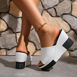 Women Wedges Slippers Summer High Heel Shoes Thick Sole Plus Size 42 Slip-on Style Female Street Fashion Sandals Outdoor Slides