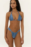 2025 Women's Sexy Blue Triangle Bikini Set - High Cut Thong Bottoms and Adjustable Straps - Perfect for Beach and Pool Parties