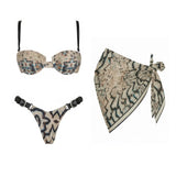 Bandeau 3 Pieces Bikini 2026 Sexy Women Swimsuit Swimwear Female Dress Cover Up Bikini Set Beachwear Bathing Suit Swimming Suit
