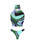 2026 New Fashionable Women's Two-Piece Swimsuit - Bold Green and Blue Design with Unique Trend Halter Monokinis Summer Beachwear