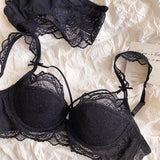 MOYISU Minimizer Bra French Lace for Large Bust, Anti Sagging Full Coverage Push Up Underwire Set, Sensuous Women Sexy Bra & Set