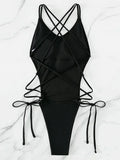 2025 Sexy Criss Cross Backless Female Swimwear One Piece Swimsuit Women Monokini High Leg Cut Bather Bathing Suit Swim Beachwear