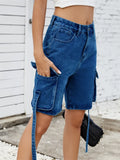 Women Cargo Denim Shorts Casual Summer Loose Solid Colors Jean Short Pants for Vacation Beach Club Streetwear