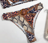 New Sexy Two Piece Swimsuit Swimwear Women Print High Waist Short Sleeve Bathing Suit Beachwear Belt Decor Banadores Mujer 2026