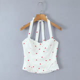 New Elegant Style Sexy Sweet Hot Girl Heart Print Slim Fit Strap Camisole Lace Trimmed Back Zipper Sleeveless Vest Charming GT1L
