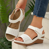 White Wedges Sandals for Women Summer Ankle Strap Thick Sole Gladiator Sandals Woman Plus Size 43 Casual Platform Sandles Female