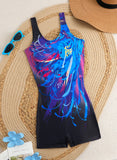 2026 Sporty Printed Slim Swimsuit Women One Piece Vintage Swimwear Female Sexy Bathers Bathing Swimming Swim Suit Beachwear XXL