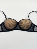 Sexy Lingerie European and American Style Corrugated Bra with Thin Upper and Thick Lower Padding, Side Breast Support, Soft Underwire, Small Chest, Anti-Gathering, Anti-Sagging, Lift-Up Bra