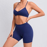 Women's 2-Piece Yoga Sets High Waist Seamless Shorts  Hip-Lifting & Backless Gym Leggings Quick Dry Workout Fitness Suits