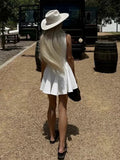 Foridol Bowknot Pleated Short Dress for Women O Neck Sleeveless Tank Mini Party Dresses Summer Spring 2025 New in Casual Vestido