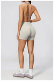Summer Yoga Sets Women Front Cross Sports Bra Exercise Suits Outwear Lifting Buttocks Abdominal Compression Shorts Fitness Set